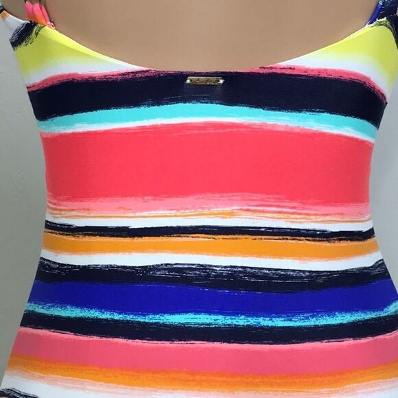 Anne Cole slimming multicolored stripe swimsuit. New - Picture 11 of 12